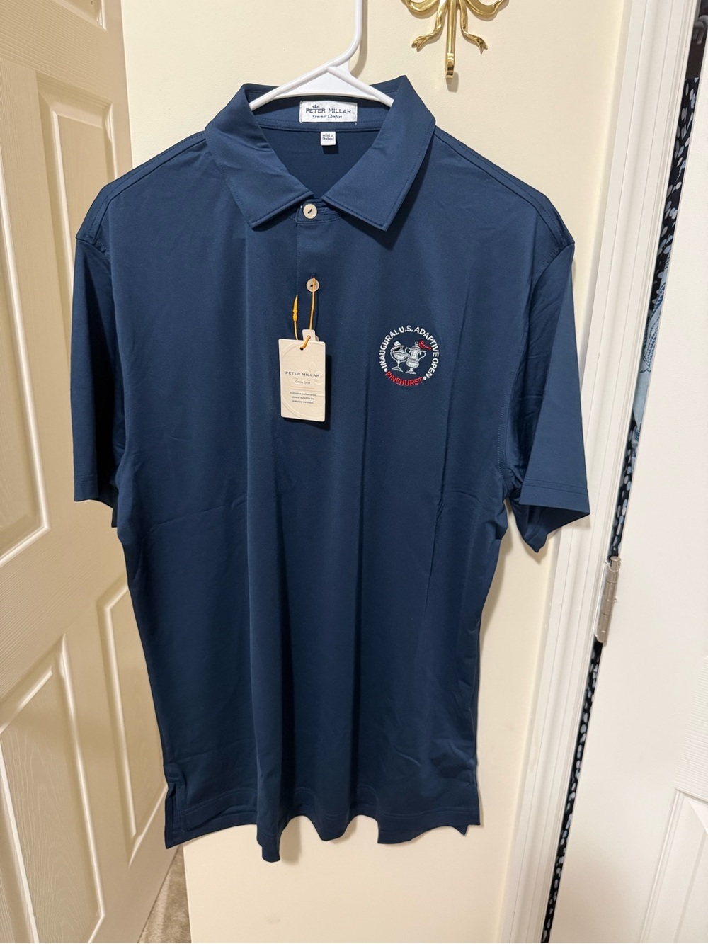Peter Millar Navy Short-Sleeve Performance Polo with Adaptive Open Logo